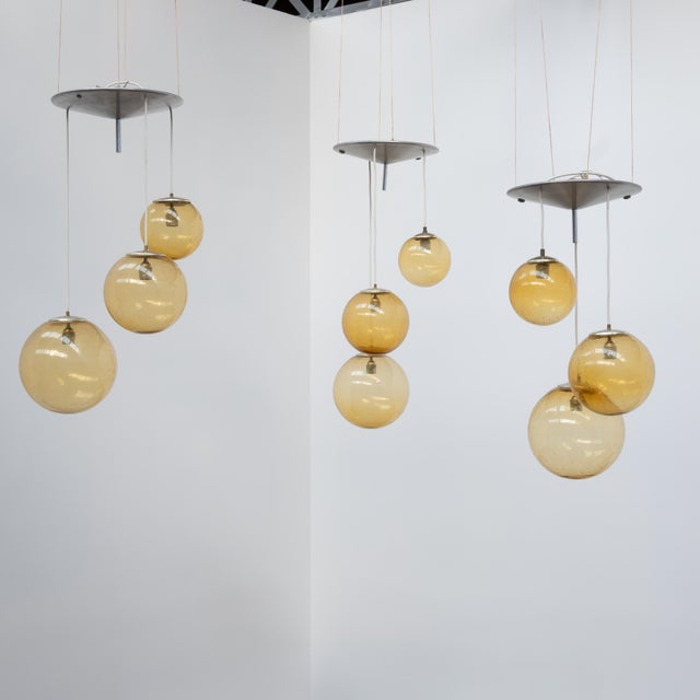 Vintage Parscot Pendant Light in Bubbled Glass, 1970 For Sale - Image 10 of 12