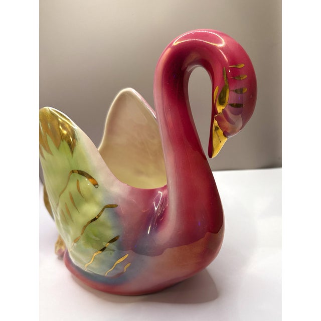 1950s Vintage 1950’s Ceramic Swan Planter For Sale - Image 5 of 11
