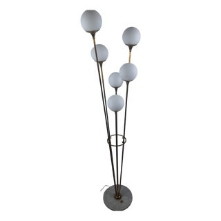 Alberello Floor Lamp in Brass, Opal Glass Spheres, and Stilnovo Marble, 1950s For Sale