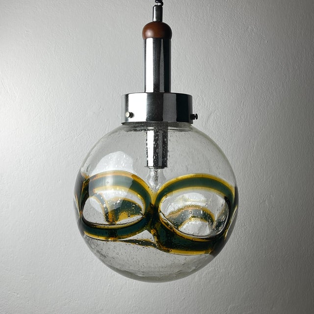 Large Vintage Swirled Murano Glass Pendant Lamp, 1970s For Sale - Image 9 of 18