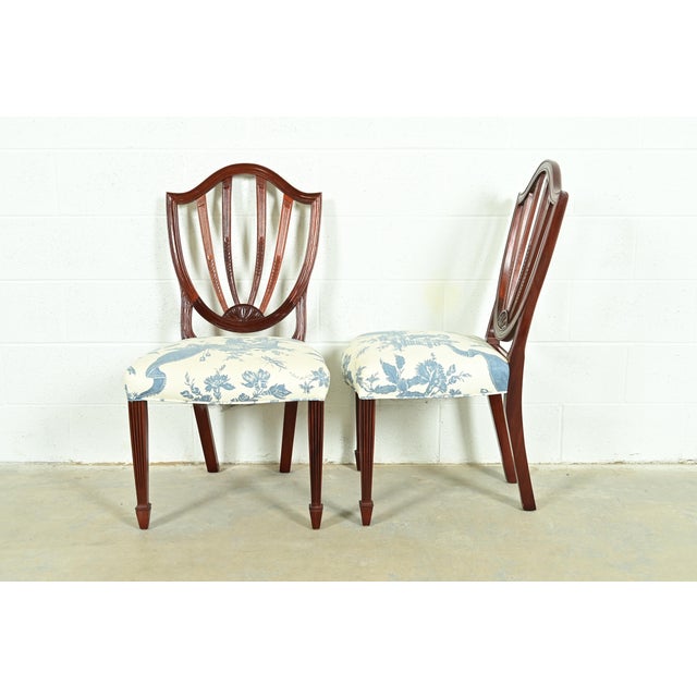 Baker Furniture Historic Charleston Federal Carved Mahogany Shield Back Dining Chairs, Set of Four For Sale - Image 9 of 13