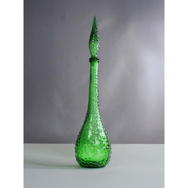 Green Mid-Century Modern Emerald Green Empoli Genie Bottle Decanter, 1960s For Sale - Image 8 of 14