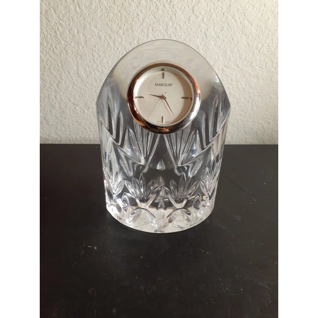 Transparent 1980s Marquis Waterford Crystal Caprice Desk Paperweight Clock For Sale - Image 8 of 8