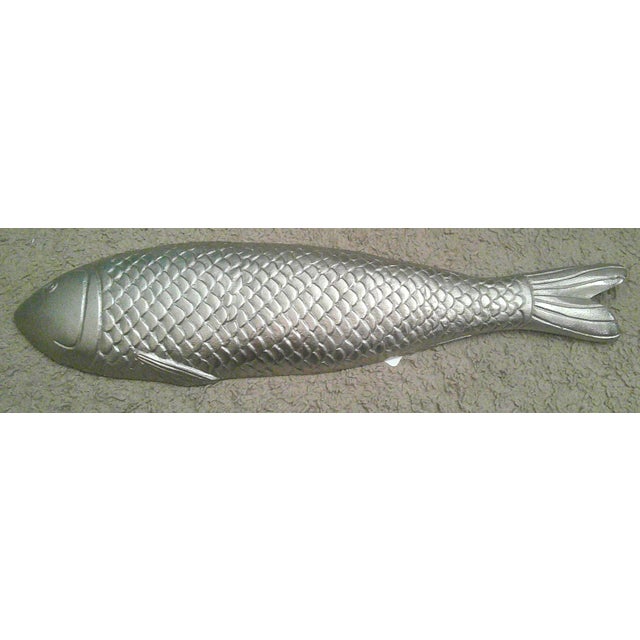 Vintage Style Silver Metal Fish Wall Hanging Sculpture For Sale - Image 12 of 12