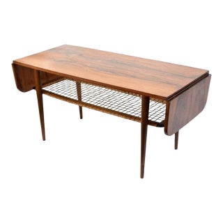 1960s Danish Rosewood Mid Century Modern Double Leaf Coffee Table For Sale