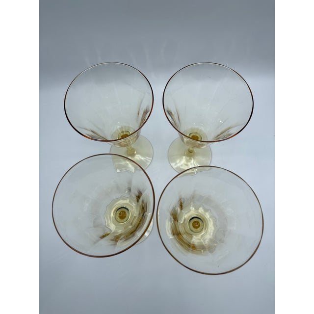 Saffron Set of 4 Vintage Yellow Water Glasses For Sale - Image 8 of 9