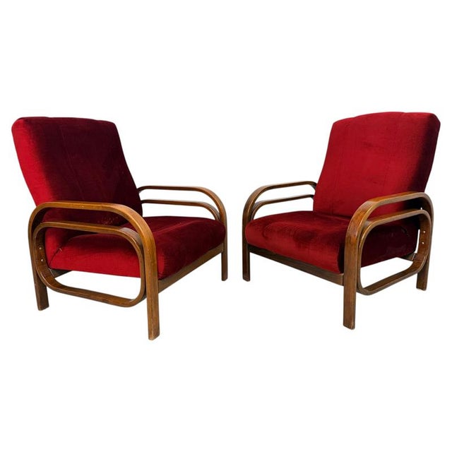 Mid-Century Art Deco Style Bentwood Lounge Chairs from Thonet Debrecen, 1960s, Set of 2 For Sale - Image 9 of 9