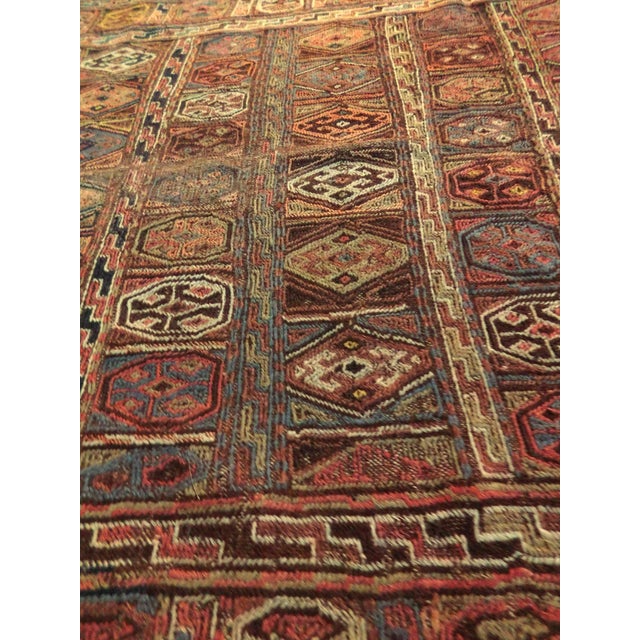 Vintage Handwoven Flatwoven Polychrome Sumac in Neutral Tone. For Sale - Image 4 of 10