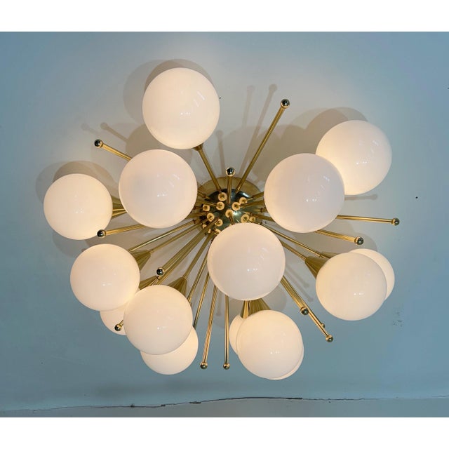 21st Century Mezzo Polished Brass Glossy White Murano Flush Mount by Fabio LTD For Sale - Image 6 of 9