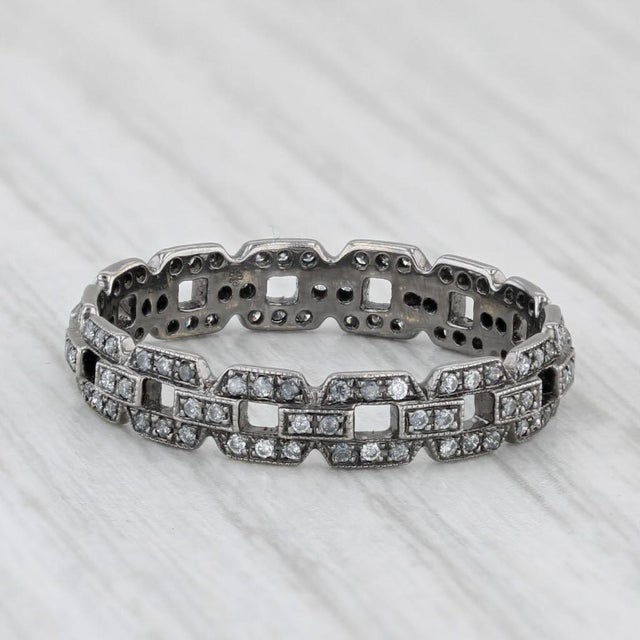New Beverley K 0.25ctw Diamond Stackable Ring 18k White Gold Sz 6.5 Wedding Band For Sale - Image 4 of 8