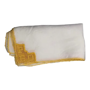 Vintage Mid Century Cloth Napkins With Yellow Crochet Detail- Set of 4