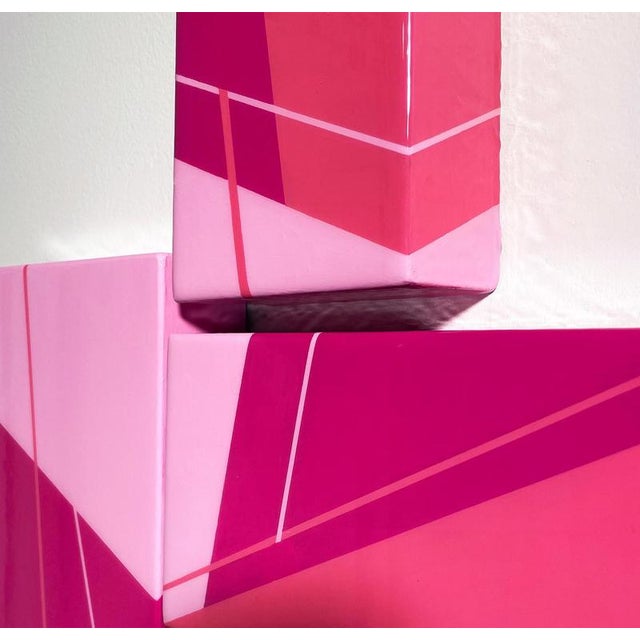 Early 21st Century David E. Peterson, Puzzle #122: Pink Colorful Geometric Abstract Wall Sculpture, 2024, Wood and Resin For Sale - Image 5 of 6