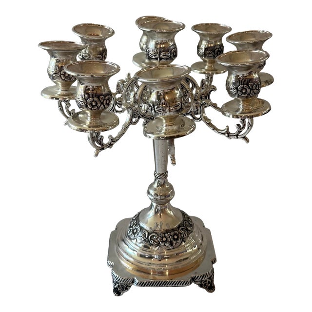 Vintage Silver Plate Multi-Branch Candelabra For Sale