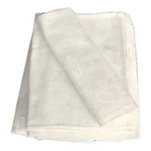 Antique French White Damask Napkins, Set of 8