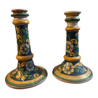 Vintage Italian Art Pottery Candle Holders For Sale