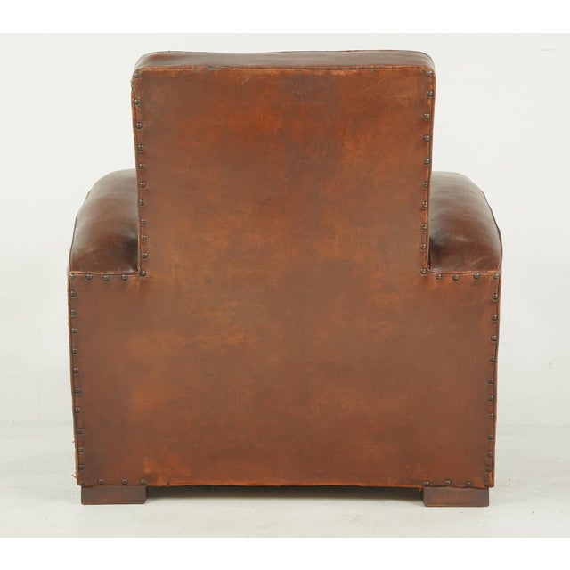 Pair of Vintage Tank Art Deco Leather Club Chairs For Sale - Image 9 of 10