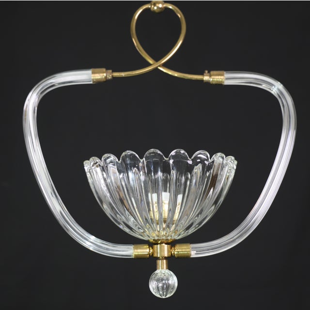 Transparent 1950s Amazing Art Decò Murano Glass Pendant Chandelier by Ercole Barovier For Sale - Image 8 of 13