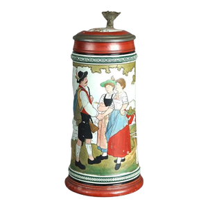 Antique Art & Crafts Scenic Musterschutz Germany Pottery Stein Circa 1900