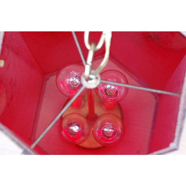 Red Lucite Hexagonal 1970s Lantern For Sale - Image 4 of 6