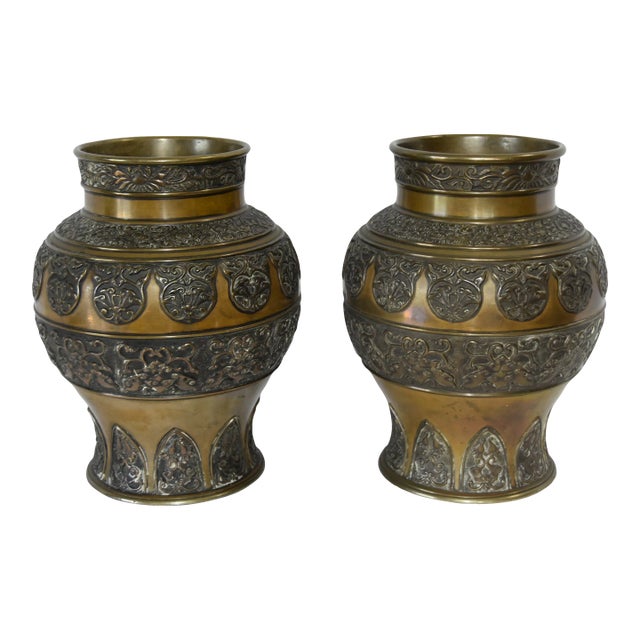Chinese 18th - 19th Century Archaistic Bronze Baluster Urn Vases For Sale