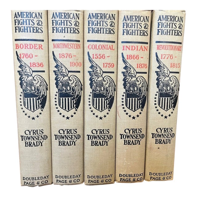 American Fights and Fighters 5 Vol Set Cyrus Townsend Brady 1909 Doubleday For Sale
