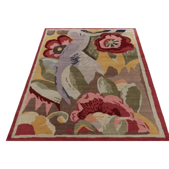 Art Deco Rug & Kilim’s French Deco Style Rug in Polychrome, Impressionist Floral Patterns For Sale - Image 3 of 6