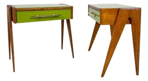 Green Nightstands in Wood and Glass, Italy, Set of 2