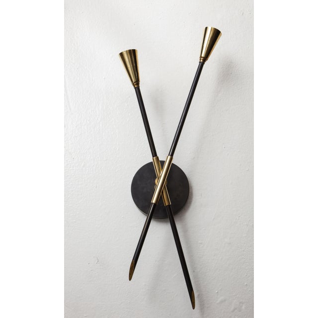 Art Deco Bespoke Brass and Bronze Sconces Inspired by Midcentury Design - a Pair For Sale - Image 3 of 13