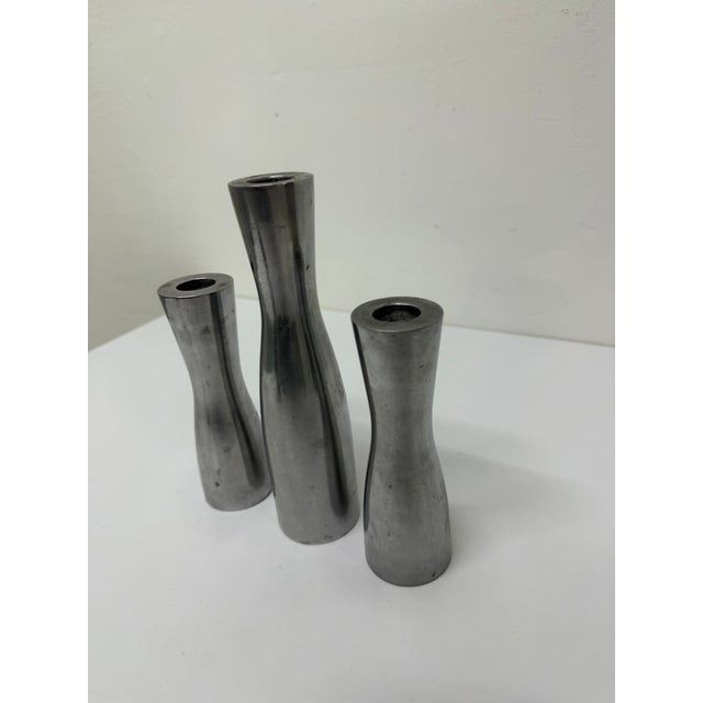 1990s Erika Pekkari Steel Candlestick Holders, 1990s - Set of Three For Sale - Image 5 of 13