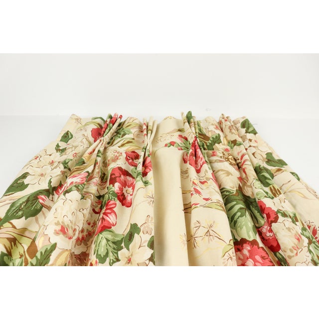 Late 20th Century Custom Made Floral Curtain Panels - A Pair For Sale - Image 4 of 10