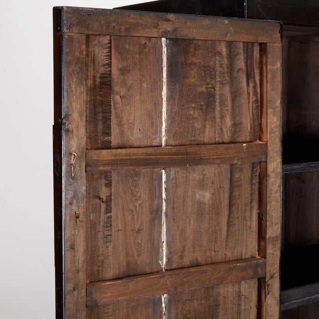 Chinoiserie Chinese Lacquered Armoire With Dragon Motif and Brass Hardware For Sale - Image 3 of 8