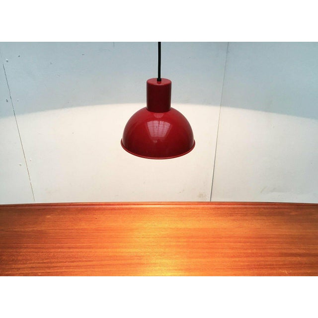 Red Mid-Century Danish Metal Bunker Mini Pendant Lamp by Johannes Hammerborg for Fog & Mørup, 1970s For Sale - Image 8 of 18