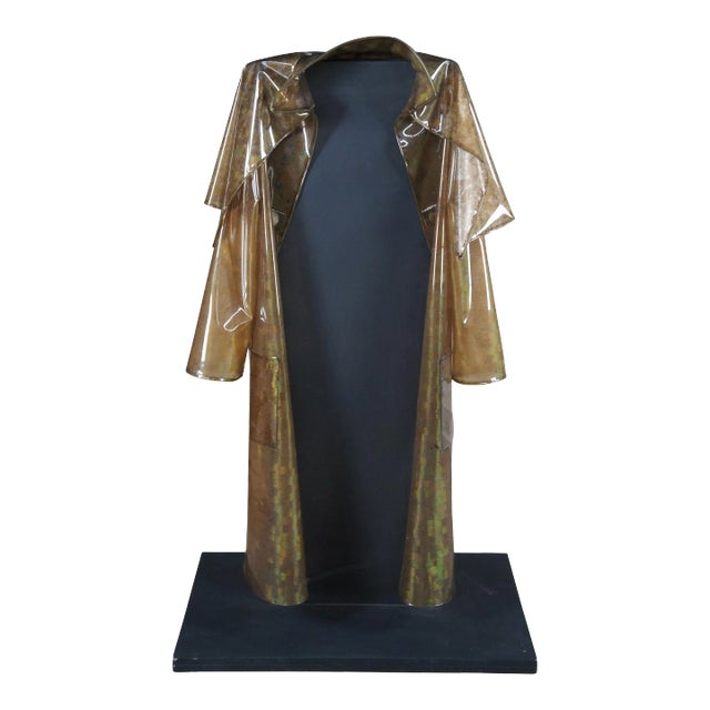 David Nyzio "Scaled Form" Abstract Modern Trench Coat on Plinth Stand Sculpture For Sale