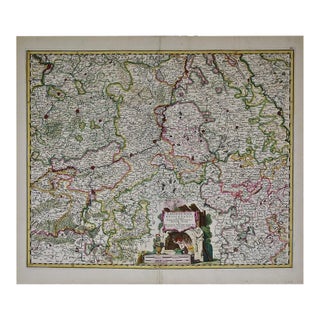 Liege Region in Belgium: 17th Century Hand Colored Map by Visscher For Sale