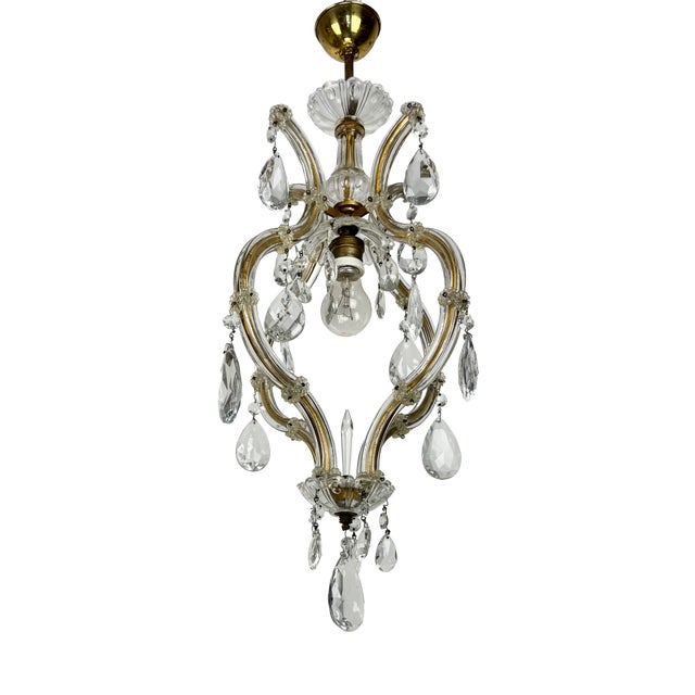 Small Maria Theresa Style Crystal Chandelier from Salviati, Italy, 1930s For Sale
