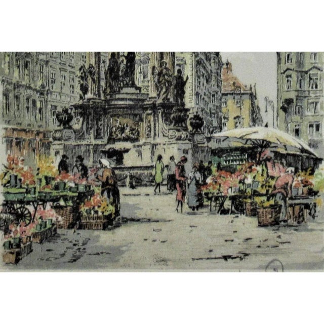 Realism Hans Figura, Flowers Market For Sale - Image 3 of 5