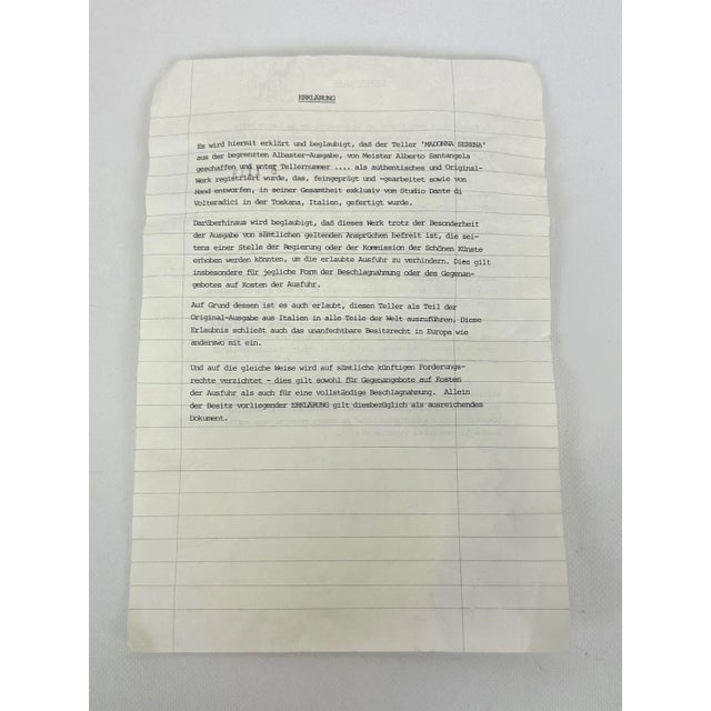 Ivory Italian Hand-Carved Alabaster Wall Plate Madonna Serena by A. Santangela for Studio Dante Di Volteradici, 1979 For Sale - Image 8 of 10