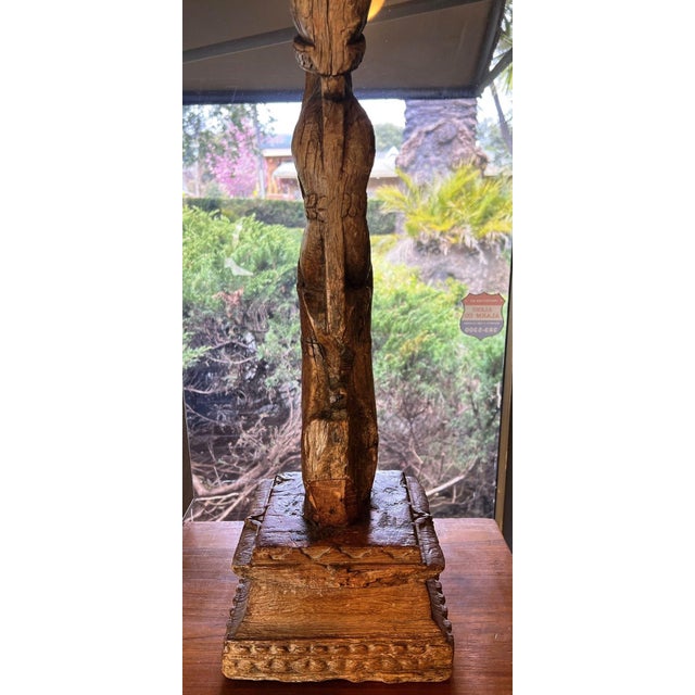 Asian Vintage Southeast Asian Wooden Hand-Carved Sculpture For Sale - Image 3 of 3