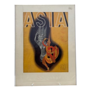 1934 Original Asia Magazine Cover, July, Frank McIntosh, Art Deco, Matted For Sale