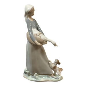 Fulgencio García for Lladró Girl With Goose and Dog Porcelain Figurine, Signed