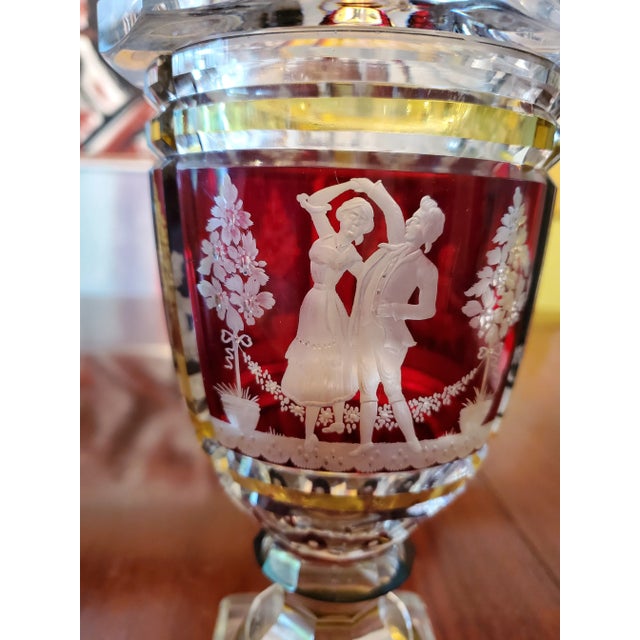 Art Deco Antique Moser Bohemian Glass Dancing Lovers Goblet For Sale - Image 3 of 11