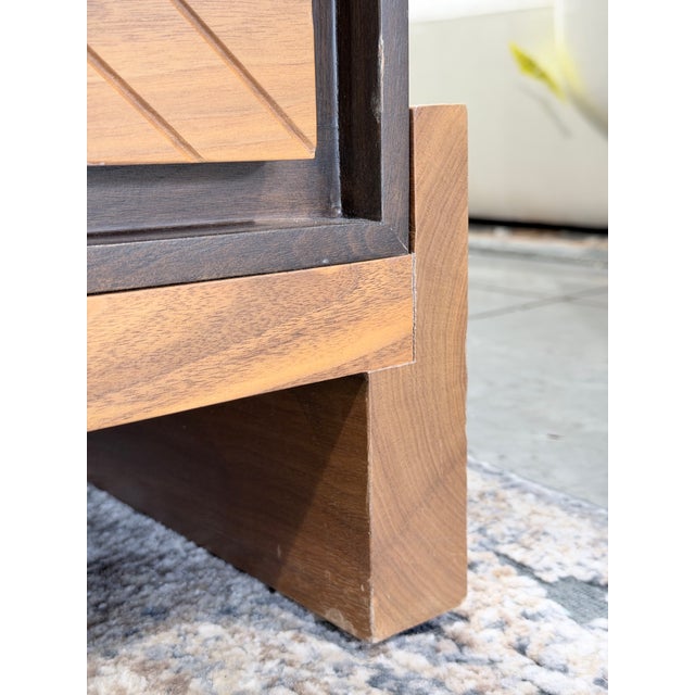 Lawson-Fenning Walnut & Oak Geometric Three Door Sideboard Credenza For Sale - Image 10 of 12