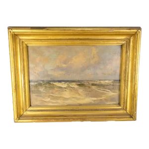 19th Century English Oil Painting Seascape Study Attributed to Henry Moore R. A.