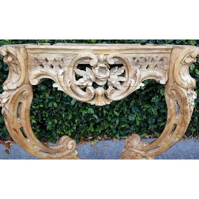 18th Century Pair of Italian Rococo Louis XV Style Consoles 18c. For Sale - Image 5 of 12