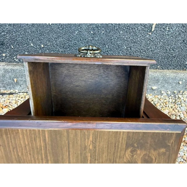 Vintage Rustic Style Dark Stained Finish Side Table For Sale In Washington DC - Image 6 of 15