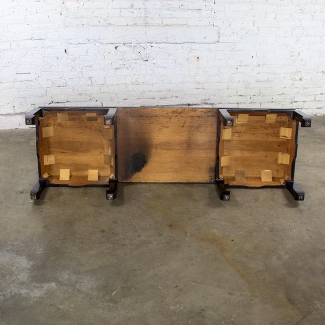 Mid-20th Century Double Ming Style Base Coffee Table Chow Legs Black Painted Style of Baker For Sale - Image 17 of 18