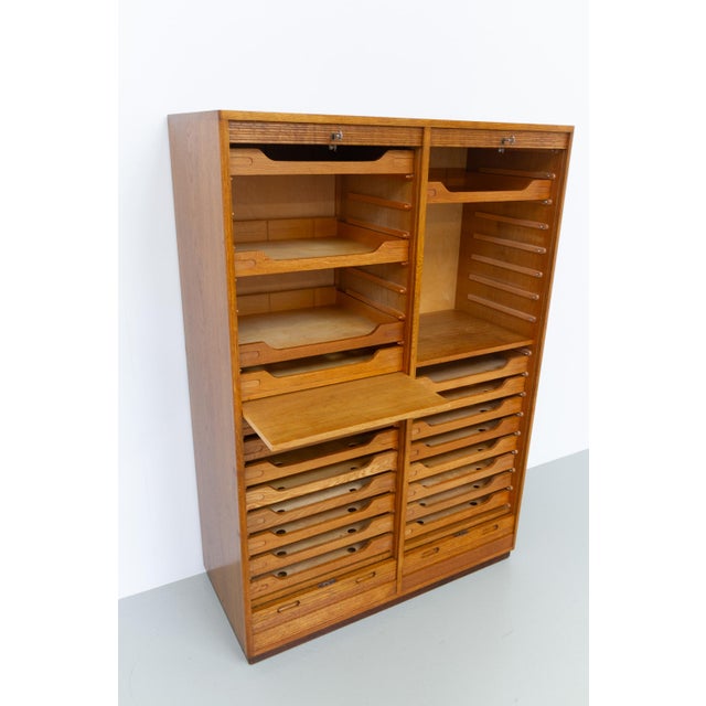 Danish Art Deco Oak Double Tambour Archive Cabinet, 1930s. For Sale - Image 9 of 18