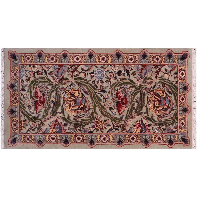 Gray Shabby Chic 1990's Pak-Persian Green/Green Wool Rug - 2'0'' X 3'11'' For Sale - Image 8 of 9
