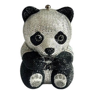 Judith Leiber Panda Bear Swarovski Box Clutch For Sale