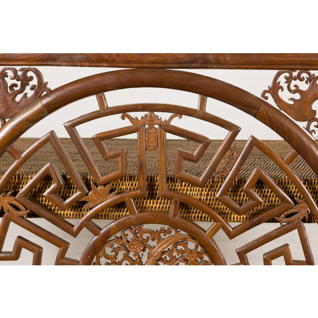 Late Qing Dynasty Fretwork Panel with Phoenix, Bats and Geometric Maze For Sale - Image 9 of 12